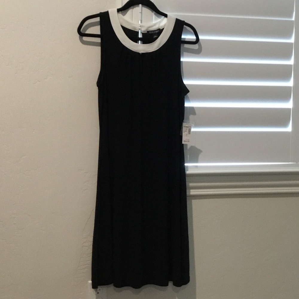 Roz & Ali Black Midi Dress with White Contrast Collar
